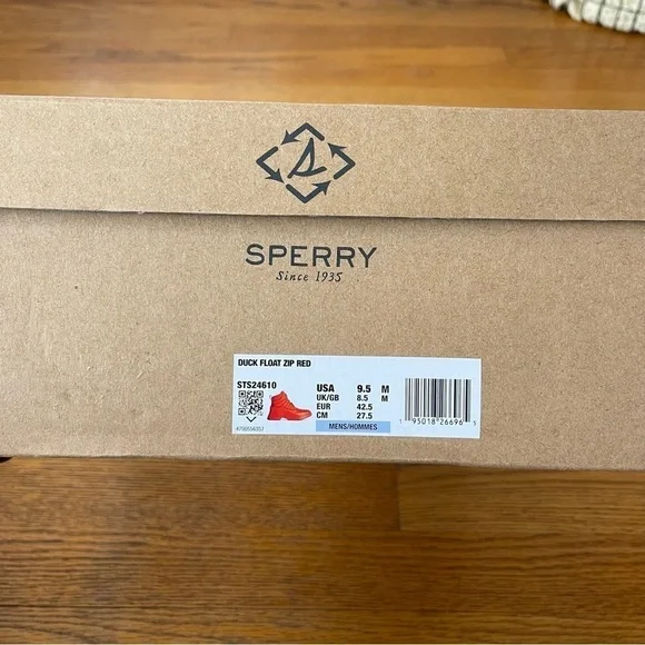 NEW Sperry Mens Duck Float Zip Red Boot STS24610 Size 9.5 NWT - Picture 3 of 4